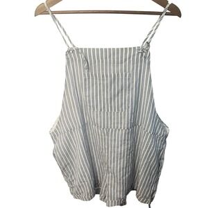 Cupshe Blue White Striped Cotton Short Overalls Romper XL NWT